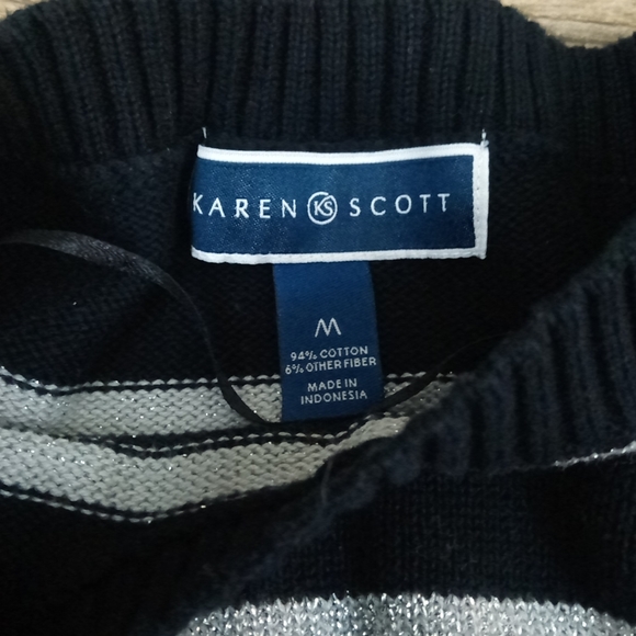 Cozy Striped Sparkly Knit Button Detail Sweater Top - Picture 7 of 12